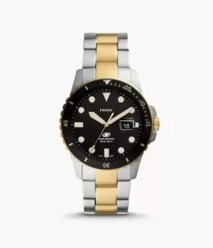 Image of Fossil Men Fossil Blue Three-Hand Date Two-Tone Stainless Steel Watch