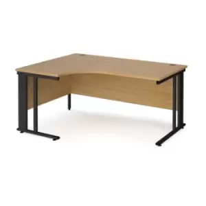 Image of Office Desk Left Hand Corner Desk 1600mm Oak Top With Black Frame 1200mm Depth Maestro 25 MCM16ELKO