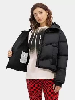 Image of UGG Ronney Cropped Padded Jacket - Black, Size XL, Women