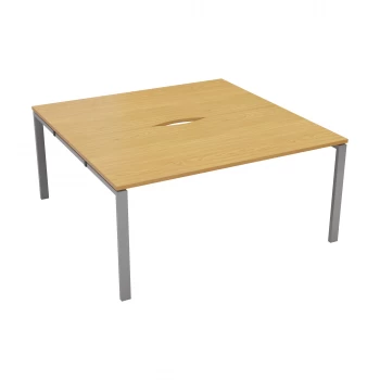 image of CB 2 Person Bench 1600 x 800 - Oak Top and Silver Legs