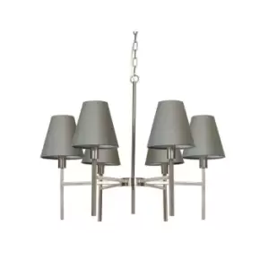Image of 6 Bulb Chandelier Hanging Pendant LIght Brushed Nickel LED E14 25W Bulb