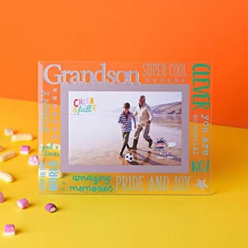 Image of 6" x 4" Cheerful Glass Photo Frame - Grandson
