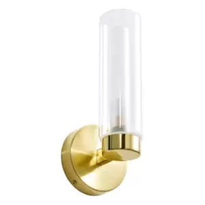 image of Spa Sparti Tubular Wall Light Clear Glass and Satin Brass