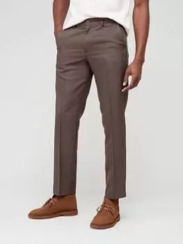 Image of Farah Adjustable Waist Smart Trousers - Taupe, Size 32, Inside Leg Regular, Men