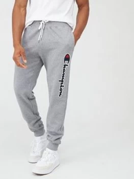 Image of Champion Logo Rib Cuff Joggers - Grey Marl, Size XL, Men