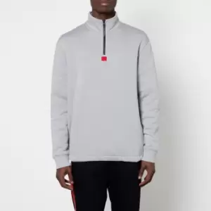 Image of HUGO Mens Durton Quarter Zip Sweatshirt - Silver - XL