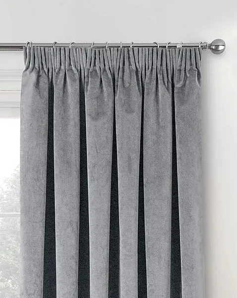 Image of Oxford Thermal Velvet Curtain Grey 167 x 137cm YK67408