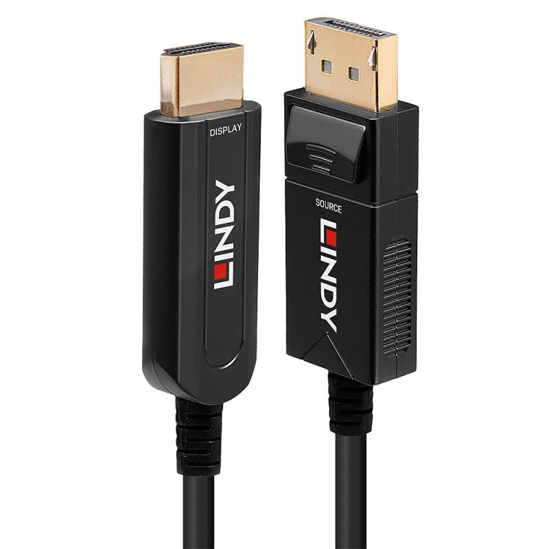 Image of Lindy 50m Fibre Optic Hybrid DisplayPort 1.2 to HDMI 18G Cable