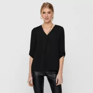 Image of V-Neck Blouse with 3/4 Length Sleeves