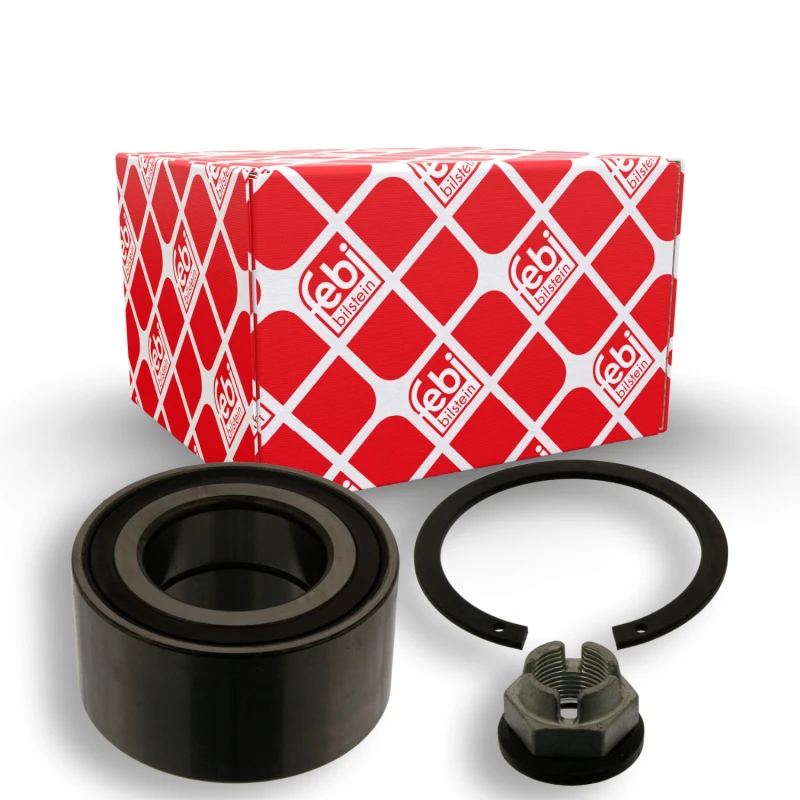 Image of FEBI BILSTEIN 39623 Wheel bearing kit with axle nut, Front Axle Right, with retaining ring Wheel Bearing Kit (654)