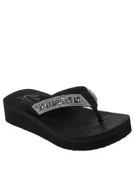 image of Skechers Vinyasa Geo Queen Wedge Sandals, Black, Size 3, Women