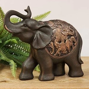 Image of Resin Elephant Figurine with Trunk Raised - 20cm