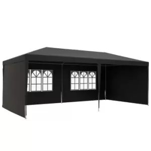 image of Outsunny 6 x 3m Party Tent Gazebo Marquee Outdoor Patio Canopy Shelter with Windows and Side Panels, Dark Grey