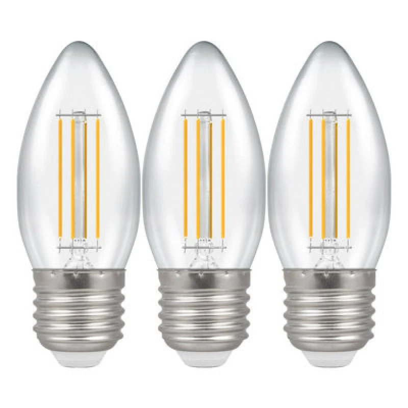 Image of Crompton Lamps LED Candle 6.5W E27 Dimmable Filament (3 Pack) Warm White Clear (3 Pack)