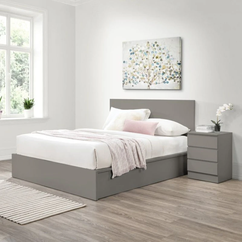 Image of Birlea Oslo 5ft King Size Grey Wooden Ottoman Bed Frame
