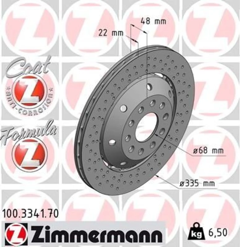 Image of ZIMMERMANN Brake disc ZIMMERMANN 100.3341.70