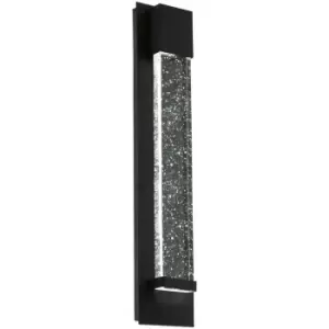 image of Loops - IP44 Outdoor Wall Light Black Long Bubble Glass 3.3W Built in LED Porch Lamp