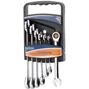 image of 7 Piece Draper Hi-torq Metric Ratcheting Combination Spanner Set