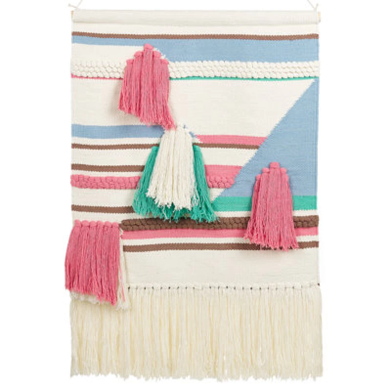 Image of Beliani Fabric Wall Hanging Moola Cotton 109cm Light Beige