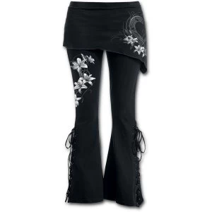 Image of Pure of Heart Womens Small 2In1 Boot-Cut Leggings With Micro Slant Skirt - Black