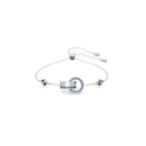 Image of Hollow Interlocking Loop Blue Rhodium Plated Bracelet 5663493