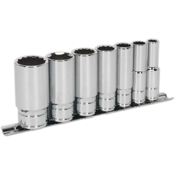 image of Sealey 7 Piece 3/8" Drive Deep Bi Hexagon Socket Set Whitworth 3/8"