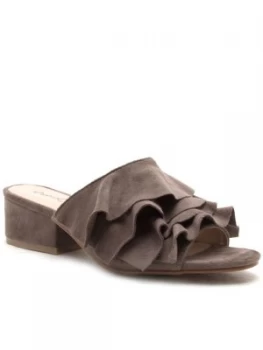 image of Qupid Cass ruffle mule Grey