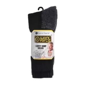 Image of Work Force Mens Heavy Duty Safety Boot Socks (Pack Of 3 Pairs) (6-11 UK) (Black)