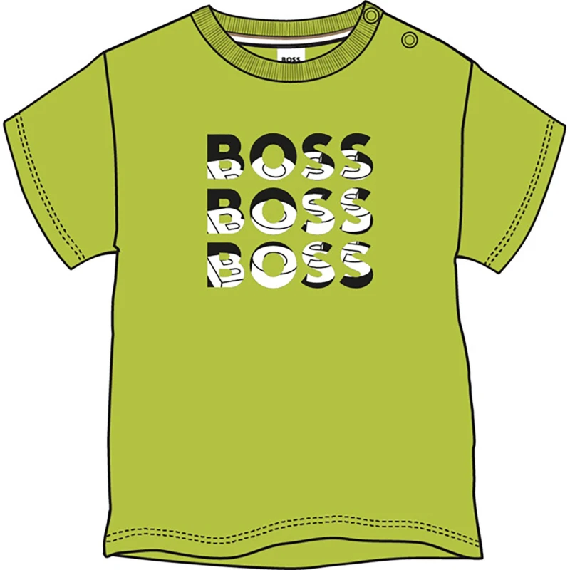 Image of Boss Kids Multi Logo Soft Fabric T-Shirt Apple 607 male 9 Mnth