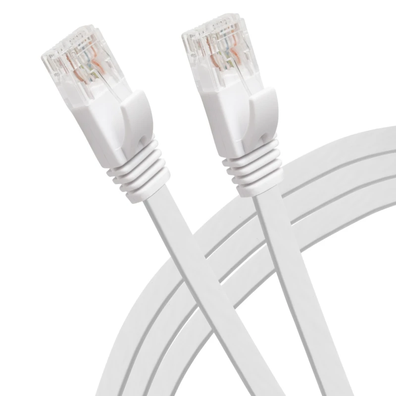 Image of Maplin RJ45 CAT6 UTP Flat Ethernet LAN Cable - White - 1m