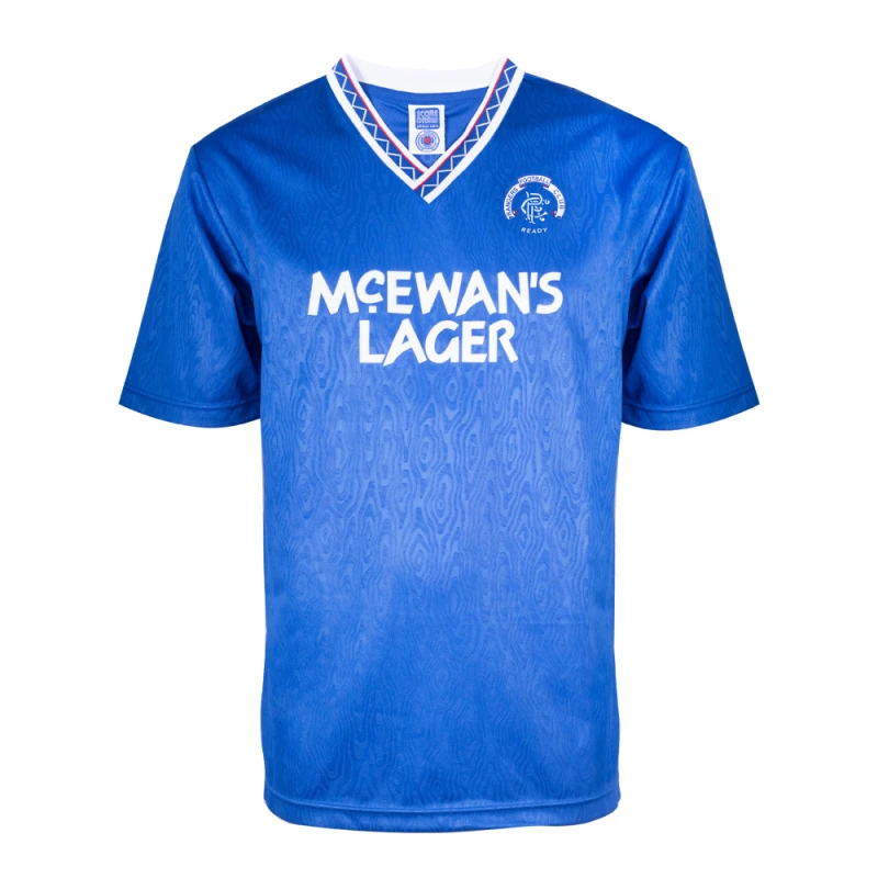 Image of Score Draw Rangers 1990 Retro Football Shirt RANG90HPYSS-XL XL Mens Sportswear