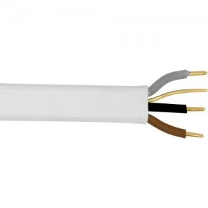 Image of Zexum White 2.5mm 24A Brown Black Grey Three Core and Earth 6243B Flat LSZH Low Smoke Zero Halogen Harmonised Lighting Power Cable - 1 Meter