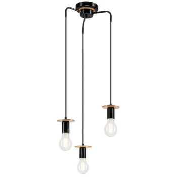 image of Lamkur Lighting - Angelina Cluster Pendant Ceiling Light Black, 3x E27