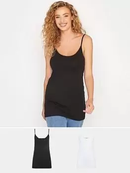 Image of Long Tall Sally 2 Pack Cami Black & White, Black, Size 14, Women