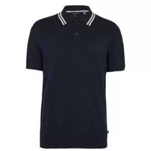 Image of Ted Baker Brooch Knit Polo Shirt Mens - Blue