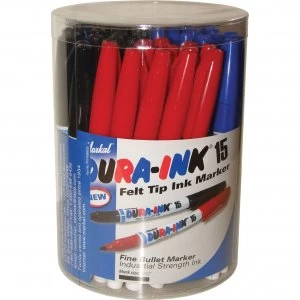 image of Markal Dura Ink 15 Fine Bullet Tip Permanent Marker Pen Tub Assorted Pack of 48