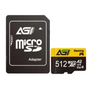 image of AGI 512GB TF138 MicroSDXC Card with SD Adapter UHS-I Cass 10 / V30 / A2 App Performance