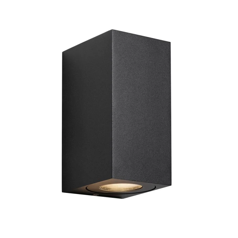 Image of Nordlux Canto Outdoor Wall Light Black Aluminium Solar GU10 Sensor Coastal/Marine Safe - Mains Powered, IP44 Black Unisex