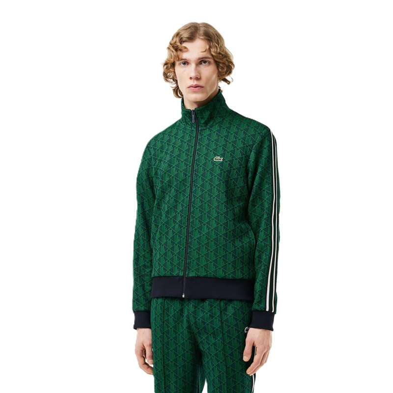Image of Lacoste All Over Print Tracksuit Top Blue/Sorrel male XS
