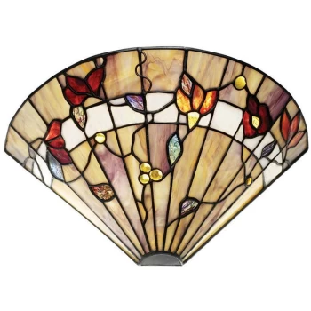 Image of Interiors 1900 Lighting - Interiors Bernwood - 1 Light Indoor Wall Uplighter Dark Bronze with Tiffany Glass, E14