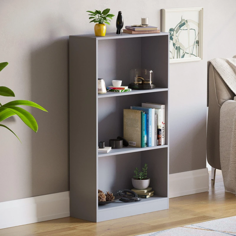 Image of Lassic Vida Designs Cambridge 3 Tier Medium Bookcase Grey unisex 3 Tier