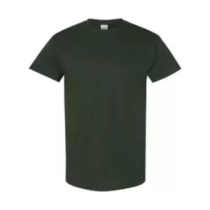 image of Gildan Mens Heavy Cotton Short Sleeve T-Shirt (Pack Of 5) (M) (Forest Green)