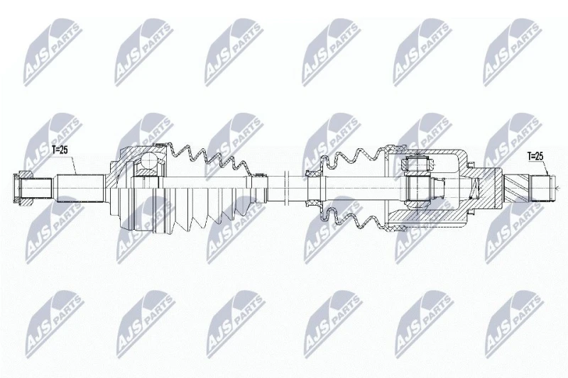 Image of NTY NPW-RE-178 Drive shaft CVT automatic transmission (stepless), Front Axle Left Drive Shaft (13)