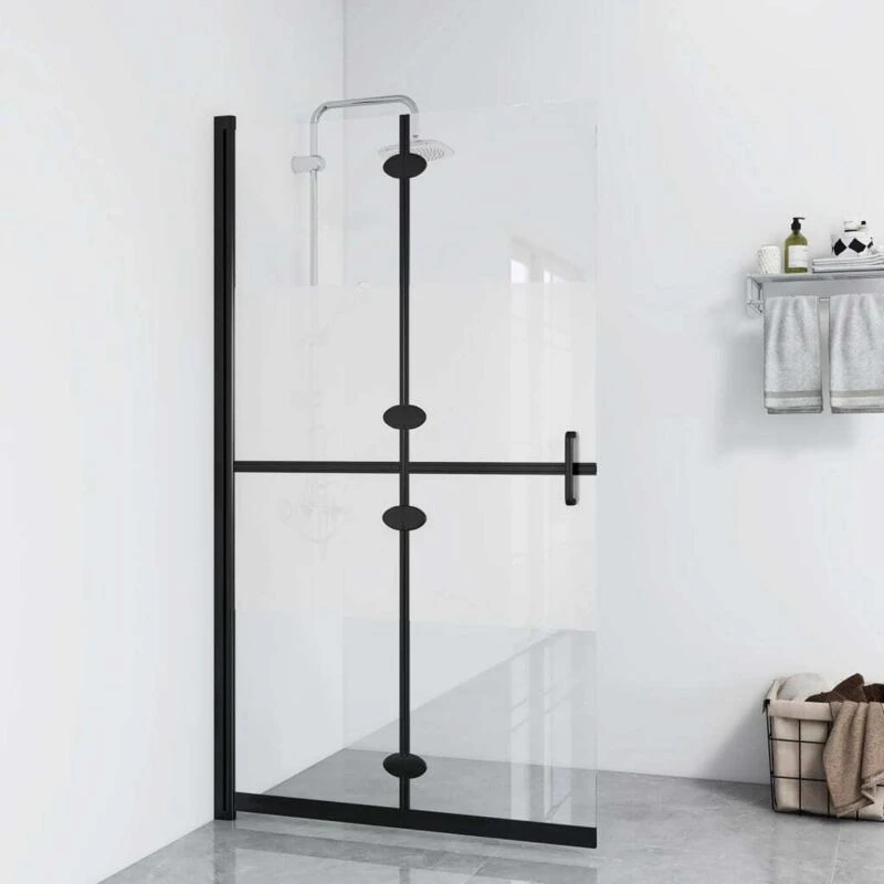 Image of VIDAXL Vidaxl - Foldable Walk-in Shower Wall Half Frosted esg Glass 80x190cm 8720286640210