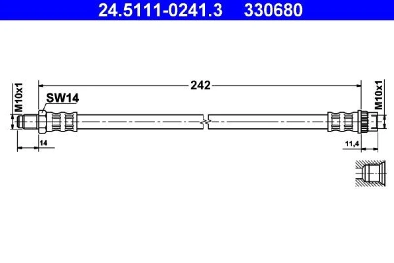 Image of ATE 24.5111-0241.3 Brake Hose Brake Hose (83)