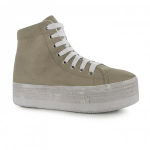 image of Jeffrey Campbell Play Canvas Washed Hi Tops - Natural/White