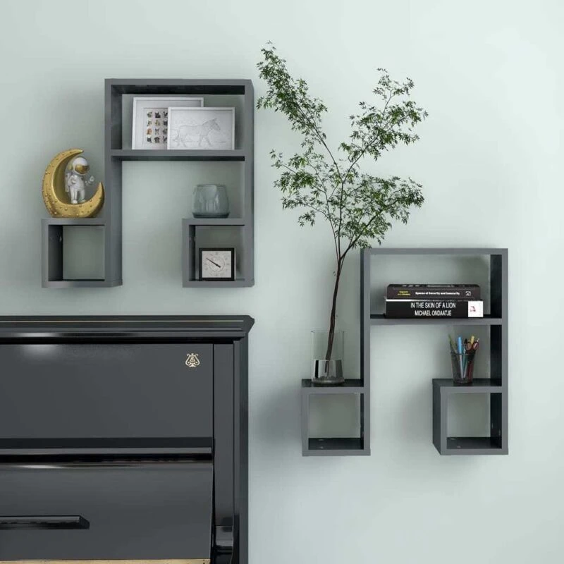Image of VIDAXL Vidaxl - Wall Shelf 2 pcs High Gloss Grey 50x15x50cm Engineered Wood 8720286596678
