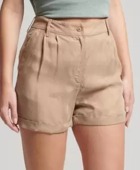 Image of Superdry Womens Cupro Shorts Khaki / Petrified Oak - Size: 12