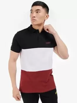 Image of Barbour International Beam Colour Block Polo Shirt, Black Size XL Men