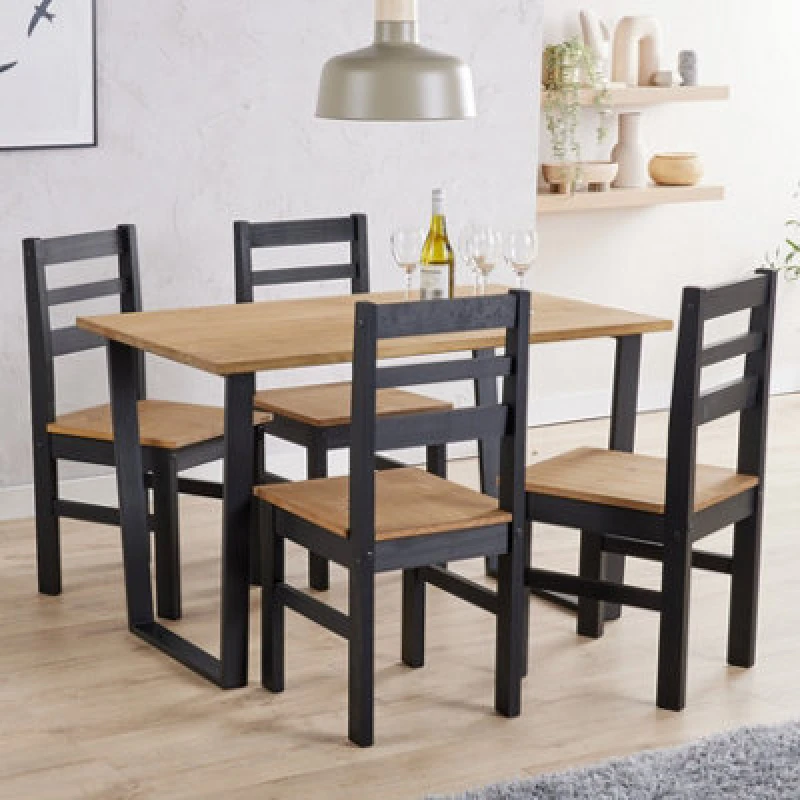 Image of Core Products Texas Dining Table And 4 Linea Chair Dining Set, Brown TXTB2SET1